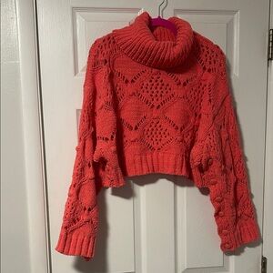 POL Coral Knit Cowl Neck Sweater